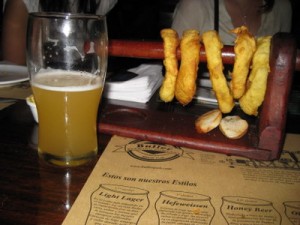 Pints and onion rings image